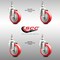 Service Caster 4 Inch 316SS Red Polyurethane Wheel Swivel 12mm Threaded Stem Caster Set SCC-SS316TS20S414-PPUB-RED-M1215-4 - alternate 2